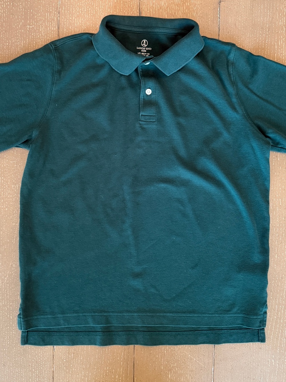 Lands’ End School Uniform Kids Short Sleeve Interlock Polo Shirt Size L (14/16)